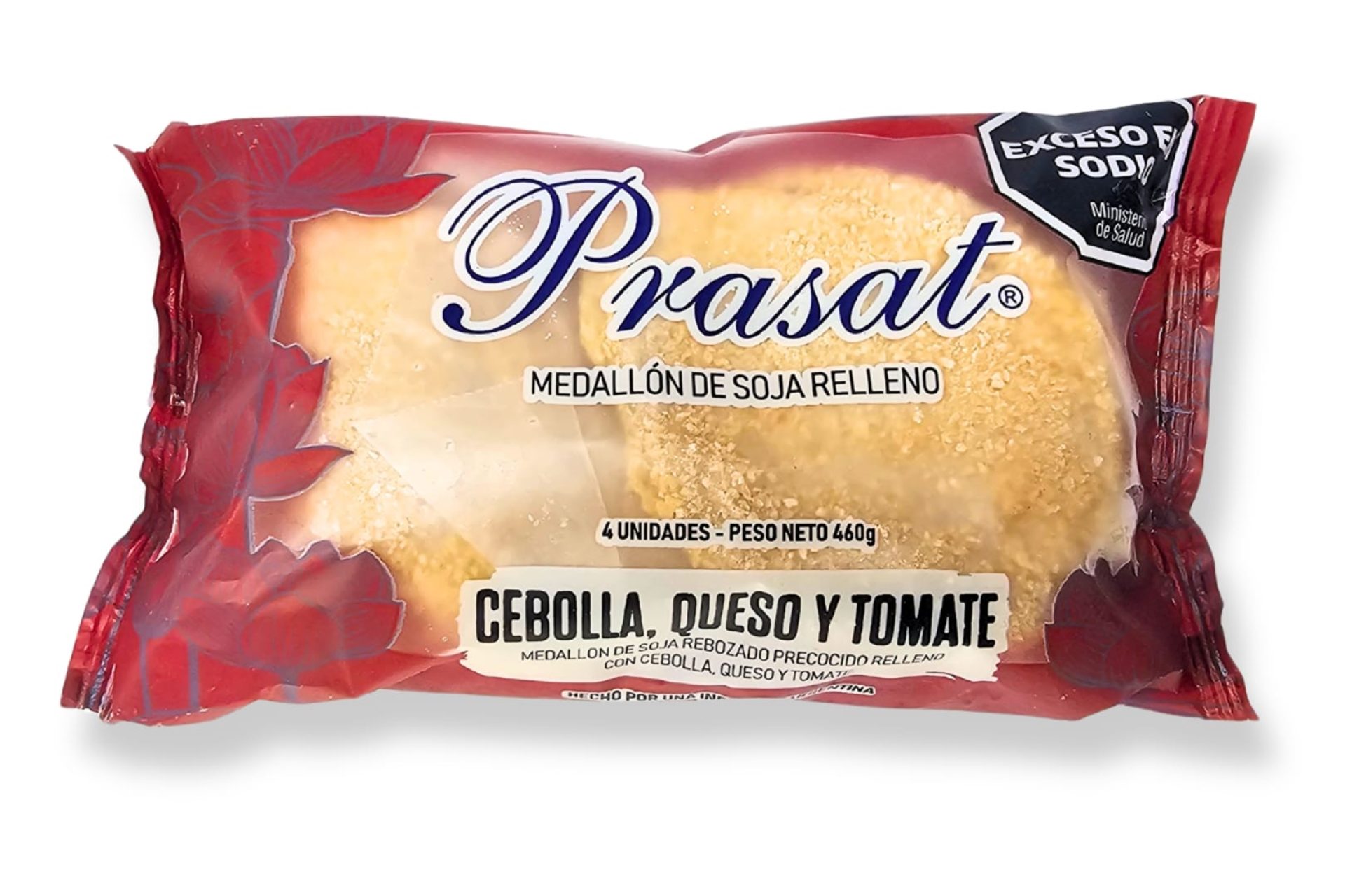 Milanesa de soja rellena con cebolla, queso y tomate